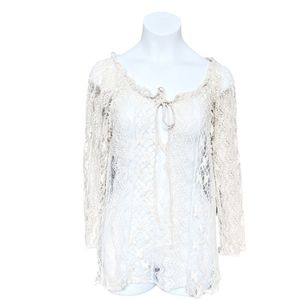 Love Stitch White Long Sleeve Lace Cami. Ties in the front. Sz. Medium.